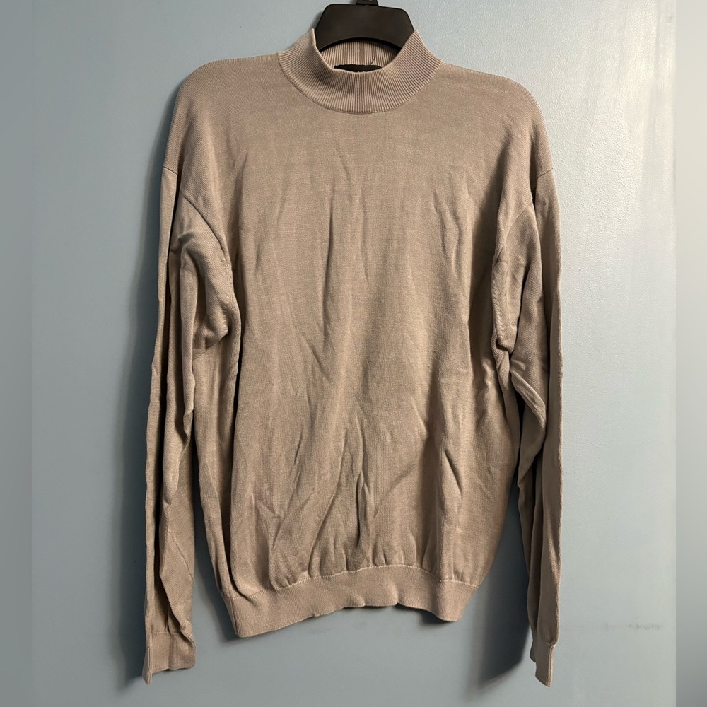 Men's Classic Beige Turtleneck Sweater